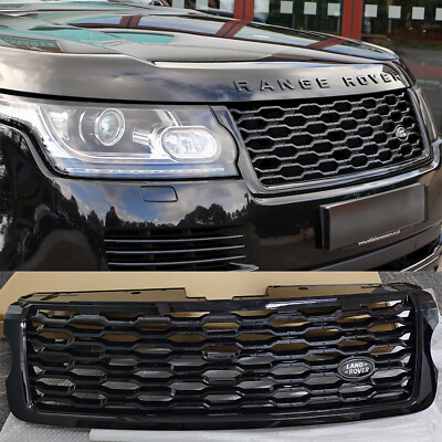 #ad Front Grille For 2013 17 Land Rover Range Rover Vogue L405 W Emblem Gloss Black