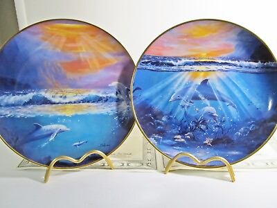 #ad 2 Dance of amp; Dawn Of The Dolphin Collector Plate Series Franklin Mint Delmary