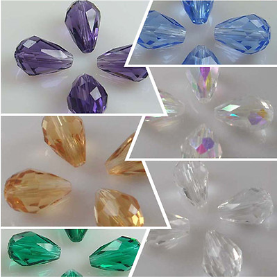 #ad 15 150 PCS 12x8mm Teardrop Shape Tear Drop Glass Faceted Loose Crystal Beads