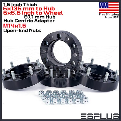 #ad 4x 1.5quot; HUB CENTRIC WHEEL ADAPTER 6X135 to 6x5.5quot; CB 87.1mm 14x1.5 FIT Ford F150
