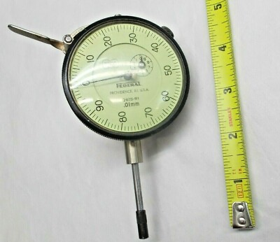 Federal Q6IS R1 Machinists Dial Indicator .01mm Grads. 40mm Range Rev. Counter