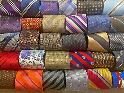 #ad LOT 50 Pc 100% SILK Neckties Craft Quilt Geometric Stripe Paisley Geometric Lots