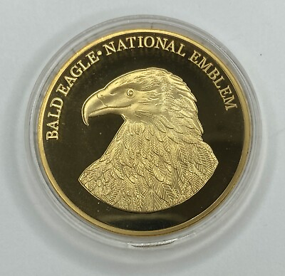 #ad Layered 24K Gold American Mint Bald Eagle Medallion Symbols of Freedom 40mm COA