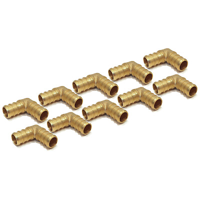 #ad 10 New 1 2quot; x 1 2quot; PEX 90 DEGREE BRASS ELBOWS Fitting Barbed Coupler LEAD FREE