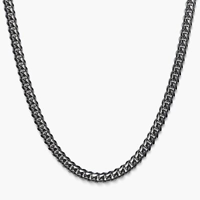 #ad 925 Sterling Silver Black Rhodium Miami Cuban Link Chain Solid 2mm 2.5mm Italy