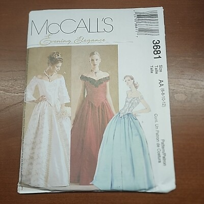 #ad McCall#x27;s Pattern 3681 Misses Off Shoulder Renaissance Evening Gown AA 6 12 NEW