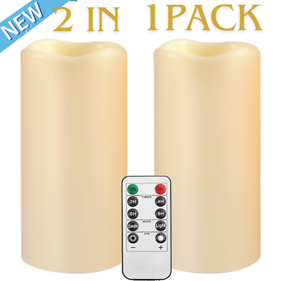 #ad 2 Outdoor Flameless Battery Operated Candles with Timer 3x5#x27;#x27; Waterproof Lights.