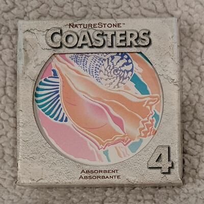 #ad NatureStone Coasters Seashell Coaster Set Absorbent Stone Cork Back Set of 4