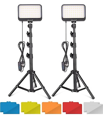 #ad LED Video Light Kit with Tripods 2Pcs Dimmable Continuous Portable Photography