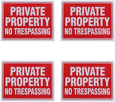 #ad 8 Pack Private Property no Trespassing Sign 9 x 12 Inch