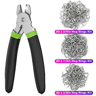 #ad Straight Hog Ring Pliers 240Pcs 3 4 1 2 3 8 inch Rings Kit Upholstery Seat Cover