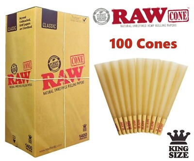#ad Authentic RAW Classic King Size W Filter Tip Pre Rolled Cones 100 Pack US