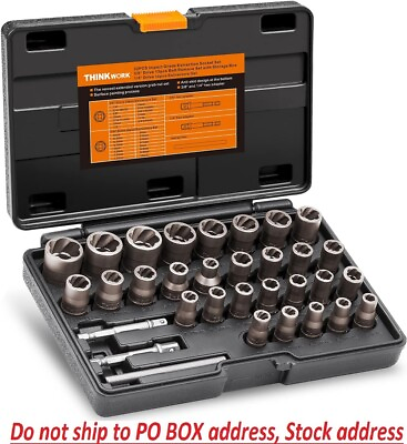 #ad Stripped Bolt Extractor Impact Socket Set 32 PCS Damaged Bolt Remover Easy Out