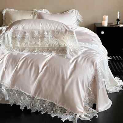 #ad 2024 Home Romantic Lace Ruffled Bedding Set King queen Size 4pcs