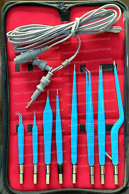 #ad Euro Type Bipolar Forceps Blue Reusable with silicon 3 meter cord 9 Best Pcs