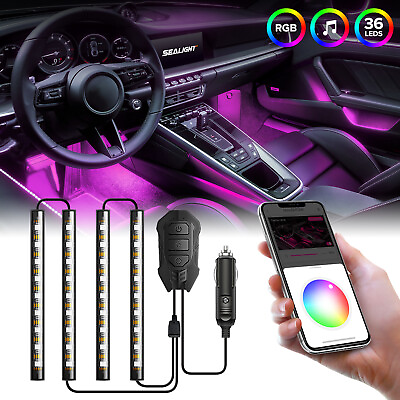 #ad 4pcs RGB Under Car Strip Light Kit 36 LED Neon Tube Underglow Underbody System