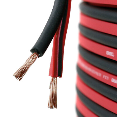 #ad 100 Ft 18 Gauge AWG Speaker Cable Car Home Audio 100#x27; Black Red Zip Wire DS18