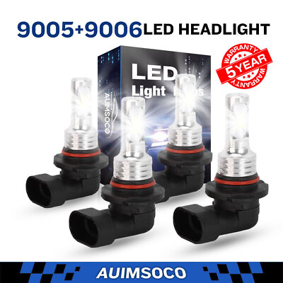 #ad #ad 9006 9005 LED Headlight KIT Combo Bulbs High Low Beam Super Bright White 10000K