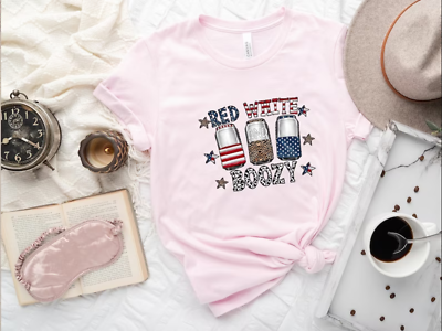 #ad Red White Boozy Shirt 4th Of July Independence Day Freedom Light Pink 2D T SHIRT