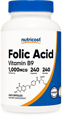 #ad Nutricost Folic Acid Vitamin B9 1000 mcg 240 Capsules Gluten Free amp; Non GMO