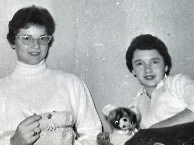 #ad Z6 Photograph 1958 College Women Stuffed Animal Teddy Bear 1950#x27;s