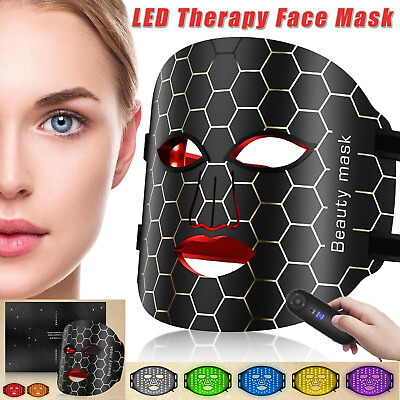 #ad 7 Color LED Face Mask Light Therapy Mask for Facial Wrinkles Skin Care Xmas Gift