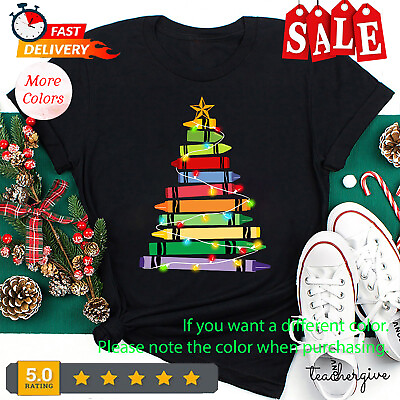 #ad Crayons Tree Colored Ligths Teacher T Shirt