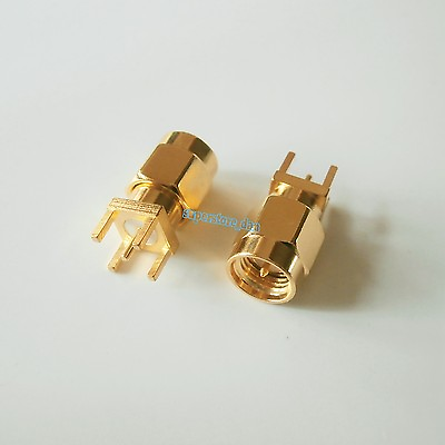 #ad 10x SMA Male Plug solder PCB Mount Coaxial Gold RF Straight Connector Adapter
