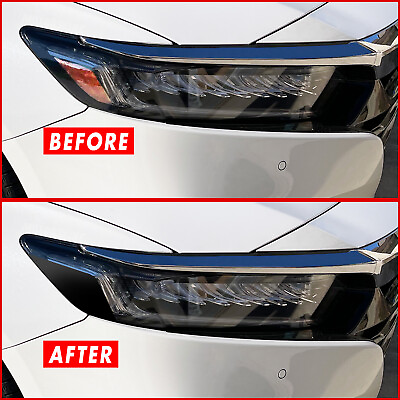#ad FOR 18 22 Honda Accord Headlight Side Marker GLOSS BLACK Precut Vinyl Overlays