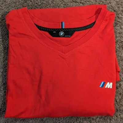 #ad Men#x27;s BMW Motorsport M Series Red V Neck Short Sleeve T Shirt 2XL