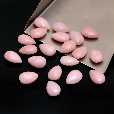 #ad AAA Natural Pink Opal Loose Gemstone 8x12mm Pear Briolette Faceted Beads Lot
