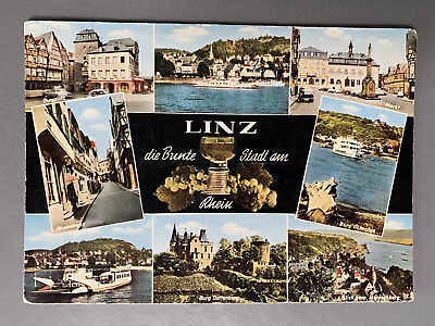 #ad Vintage 1950s 1960s Linz Germany Postcard Unposted Rhein Wine German 50s 60s Vtg