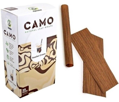 #ad Camo Wraps Natural Leaf Wrap Russian Cream SEALED BOX 25 Packs 5 Wraps Per Pack