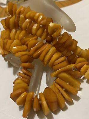 #ad Vintage Butterscotch Egg Yolk Natural Baltic Amber Chunky Graduated Necklace