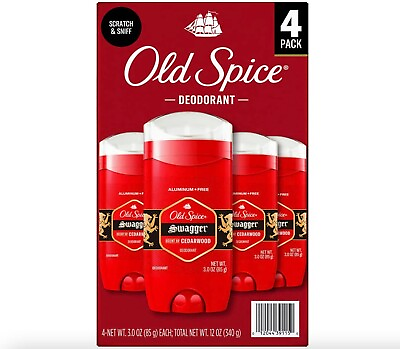 #ad Old Spice Swagger Deodorant 4Pack Cedarwood Scent 3.0oz Solid Aluminum Free 24 7
