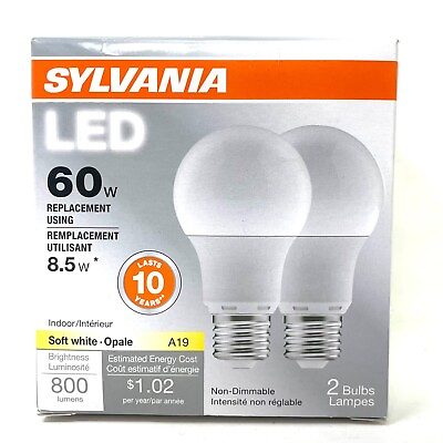 #ad #ad Sylvania 2 PACK LED A19 60W Using 8.5W Soft White Indoor 120v E26 Light Bulbs