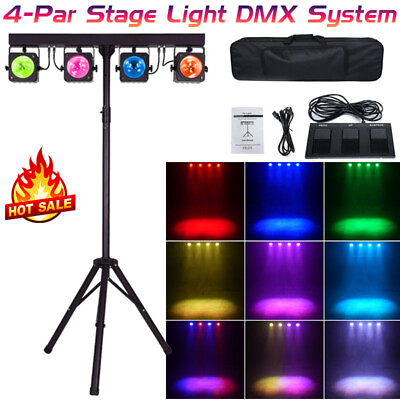 #ad Stage Par Light LED DJ Lights w Stand Package Stage Light System DMXamp; Controller