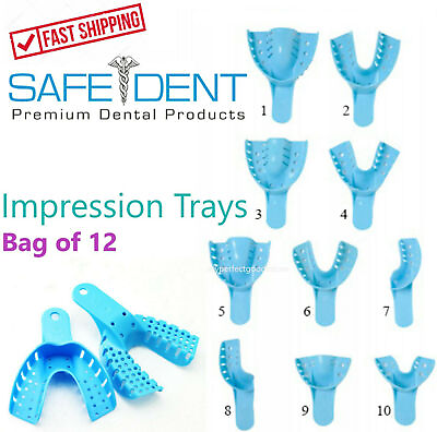 #ad Dental Impression Trays Perforated Plastic Disposable CHOOSE SIZE 12 Trays Bag