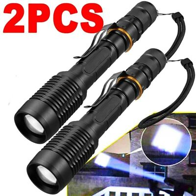 #ad 2X Tactical 300000LM Police LED Most Powerful Flashlight Zoomable Torch Lamp