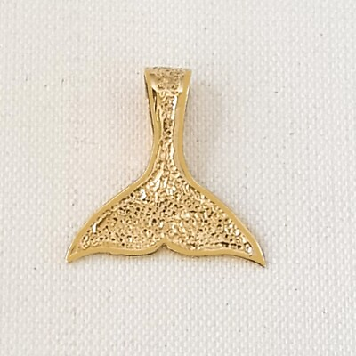 #ad 14k Yellow Gold WHALE TAIL Pendant Charm Made in USA