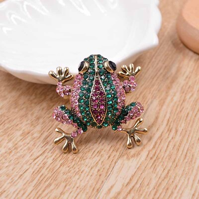 #ad Vintage Rhinestone Frog Brooches for Women Fashion Animal Brooch Pin Jewelry