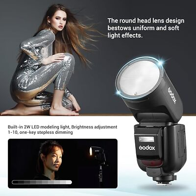 #ad Godox V1Pro S Round Head Camera Flash Light 1 8000s Speedlite for Sony Camera