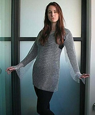 #ad Chainmail Shirt Female Chain Mail Armor Haubergeon Medieval Armour Costume.
