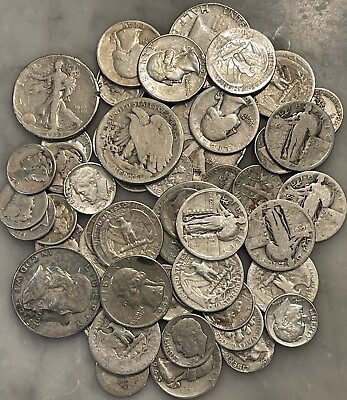 #ad #ad $10 Face 90% Silver CULL Lot Mercury Walking Liberty Franklin amp; More Mixed