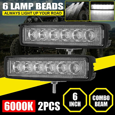 2x 6inch 36W LED Work Light Bar Spot Pods Fog Lamp Offroad SUV ATV Driving Truck