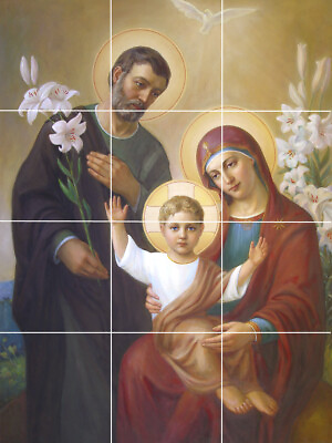 #ad Blessed Holy family St. Joseph virgin Mary Jesus ceramic tile mural backsplash