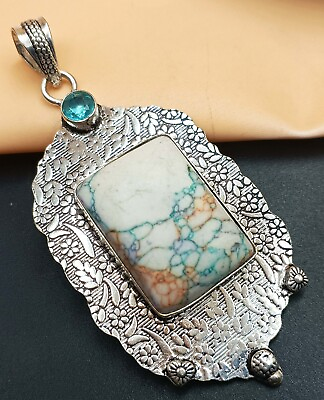 #ad Gift HER Turquoise Gemstone 925 Sterling Silver Plated 1 PC Unique Fancy Pendant