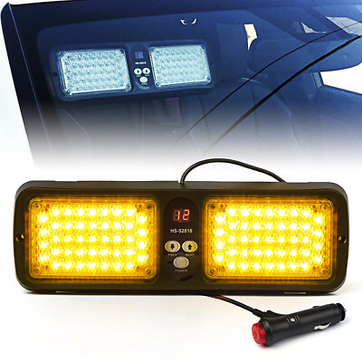 Xprite 12quot; 86 LED Sunshield Visor Strobe Light Interior Emergency Amber Flashing