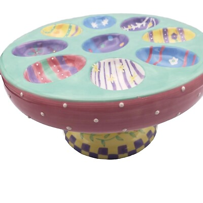 #ad Easter Egg Genuine Sonoma Home Goods Pedestal Cake Plate Dish 8 1 2” Colorful