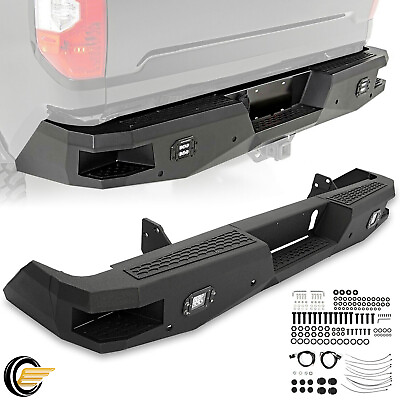 #ad For Toyota Tundra 2014 2021 Powder Coated Rear Bumper Kit w LED Lights Assembly